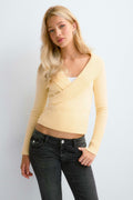 Y knitted wrap sweater - Flan