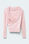 Y knitted wrap sweater - Ballet slipper