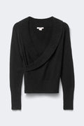 Y knitted wrap sweater - Noir