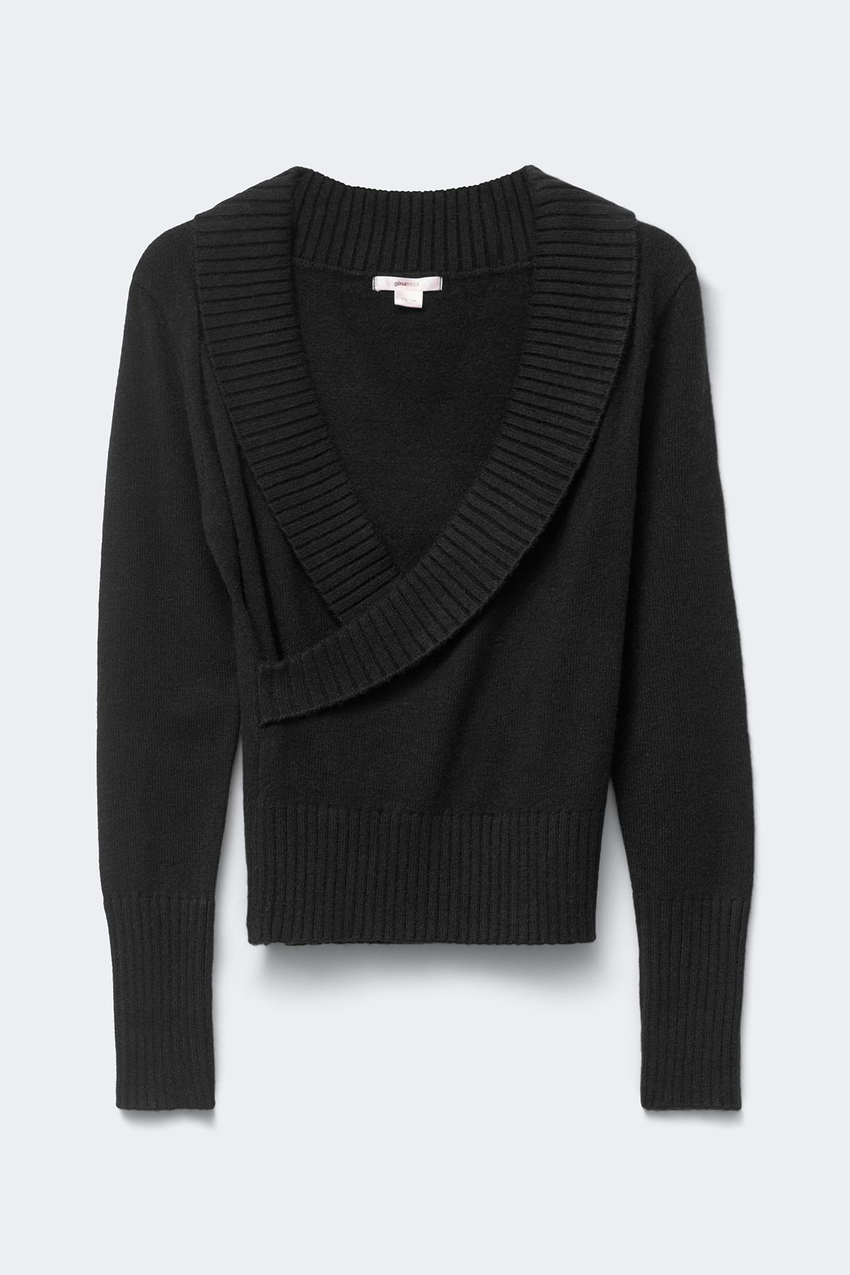Y knitted wrap sweater - Noir