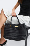 Braided top handle bag - Noir