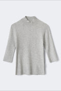 Knitted polo top - Grey melange