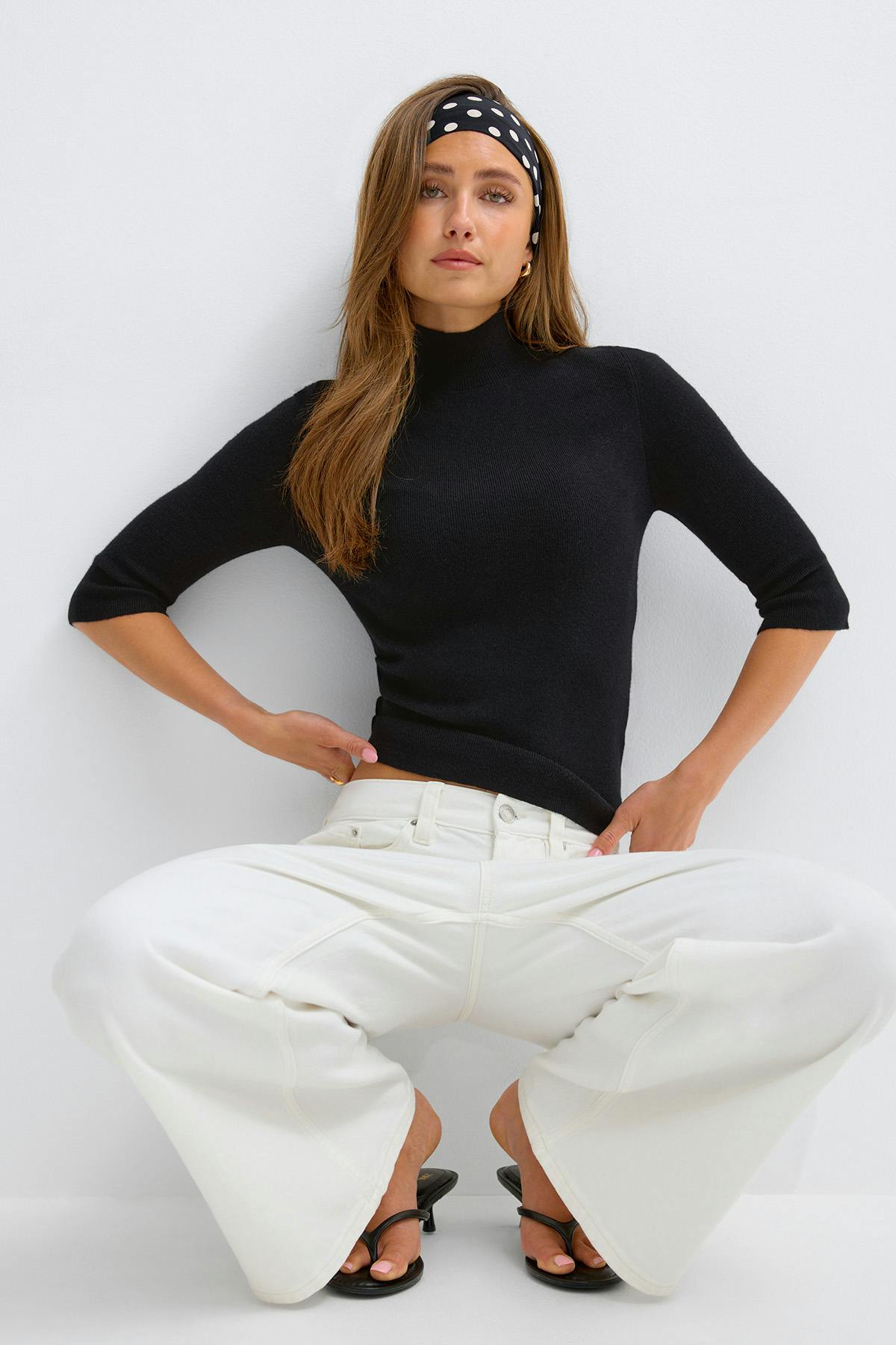 Knitted polo top - Noir