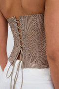 Embroidered corset top - Blanc cassé