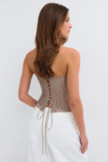 Embroidered corset top - Taupe