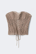 Embroidered corset top - Taupe
