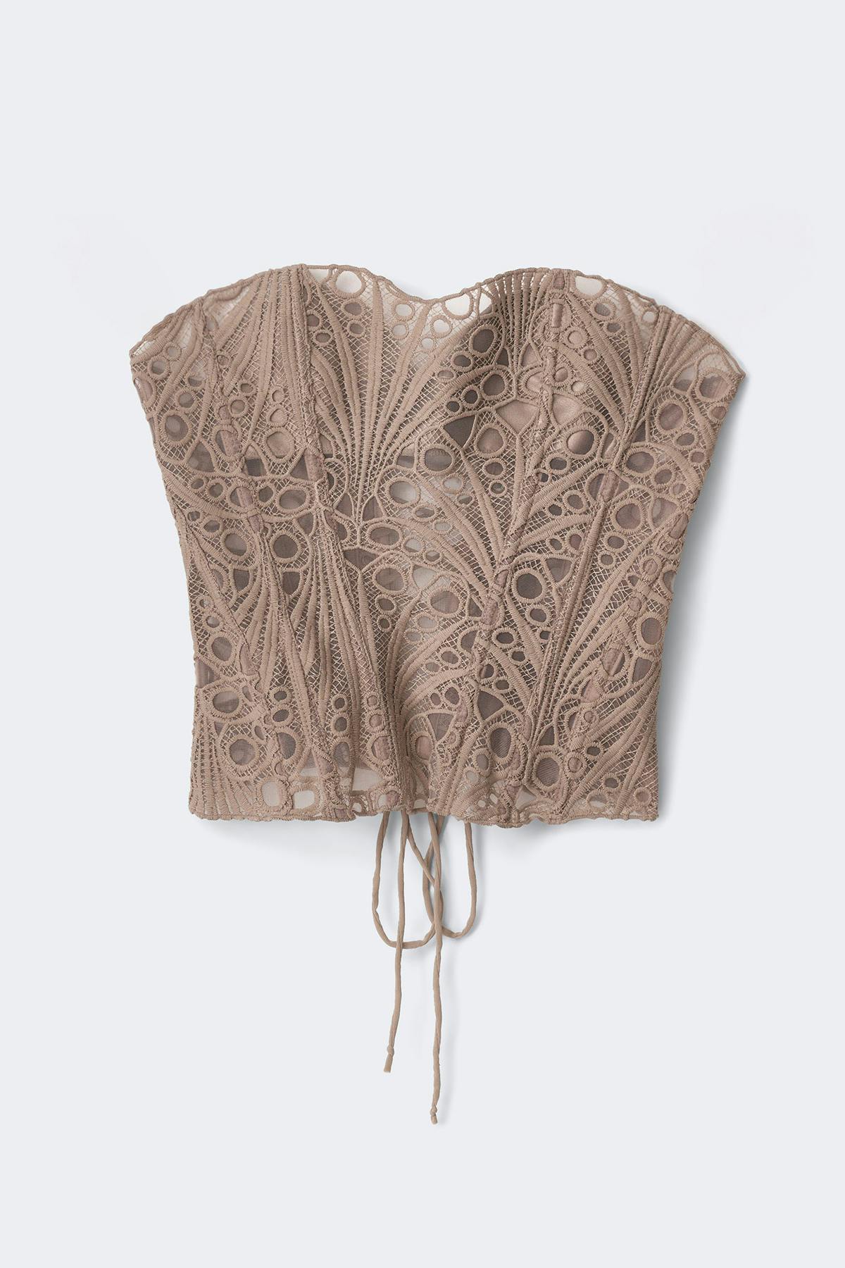 Embroidered corset top - Taupe