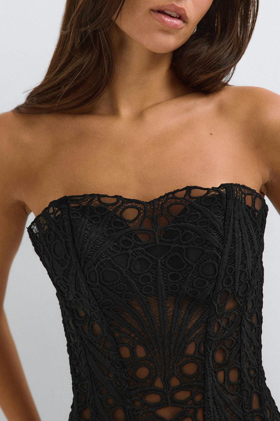 Embroidered corset top - Noir
