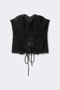 Embroidered corset top - Noir