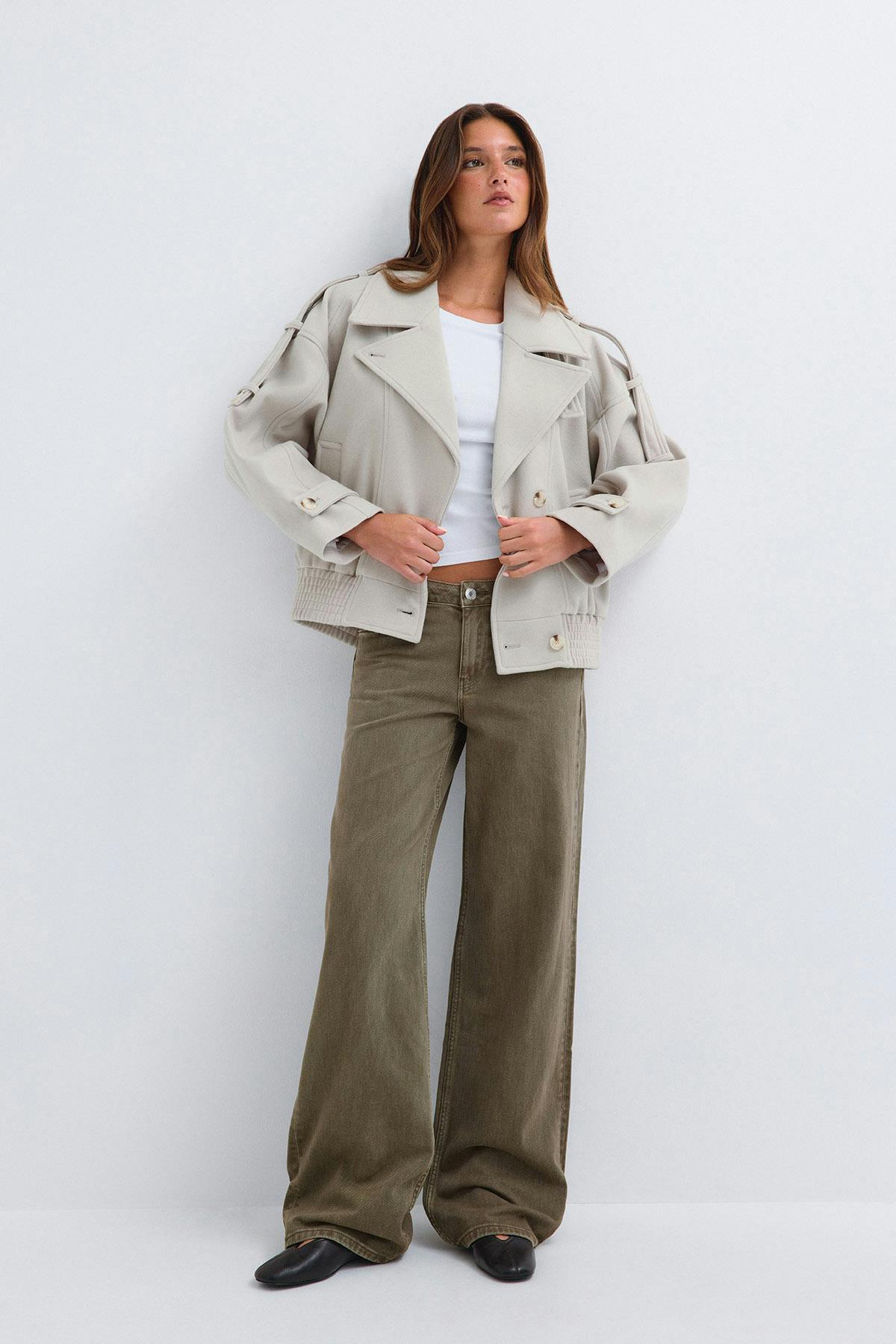 Wool blend jacket - Creme