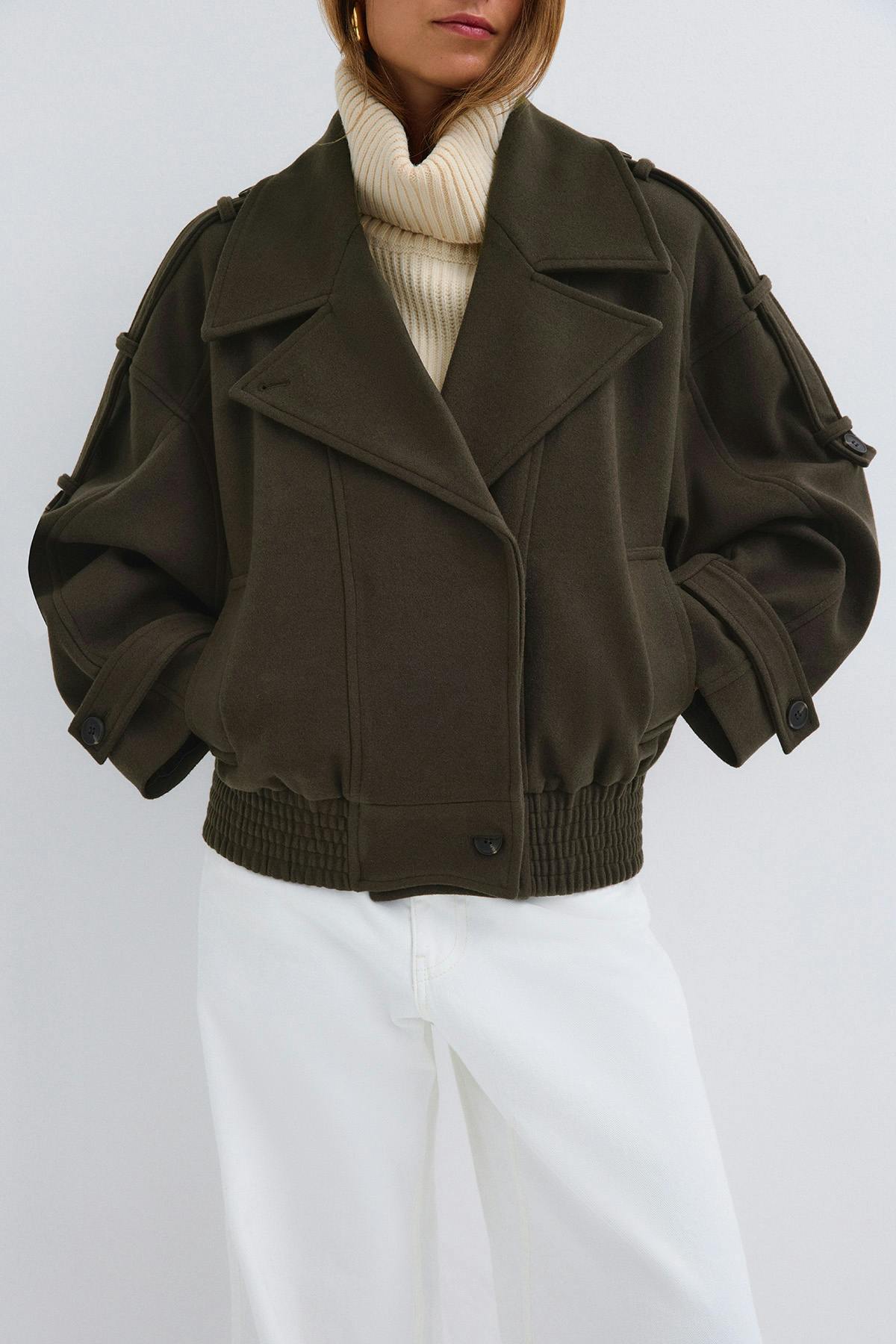 Wool blend jacket - Creme