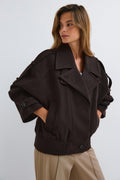 Wool blend jacket - Marron foncé