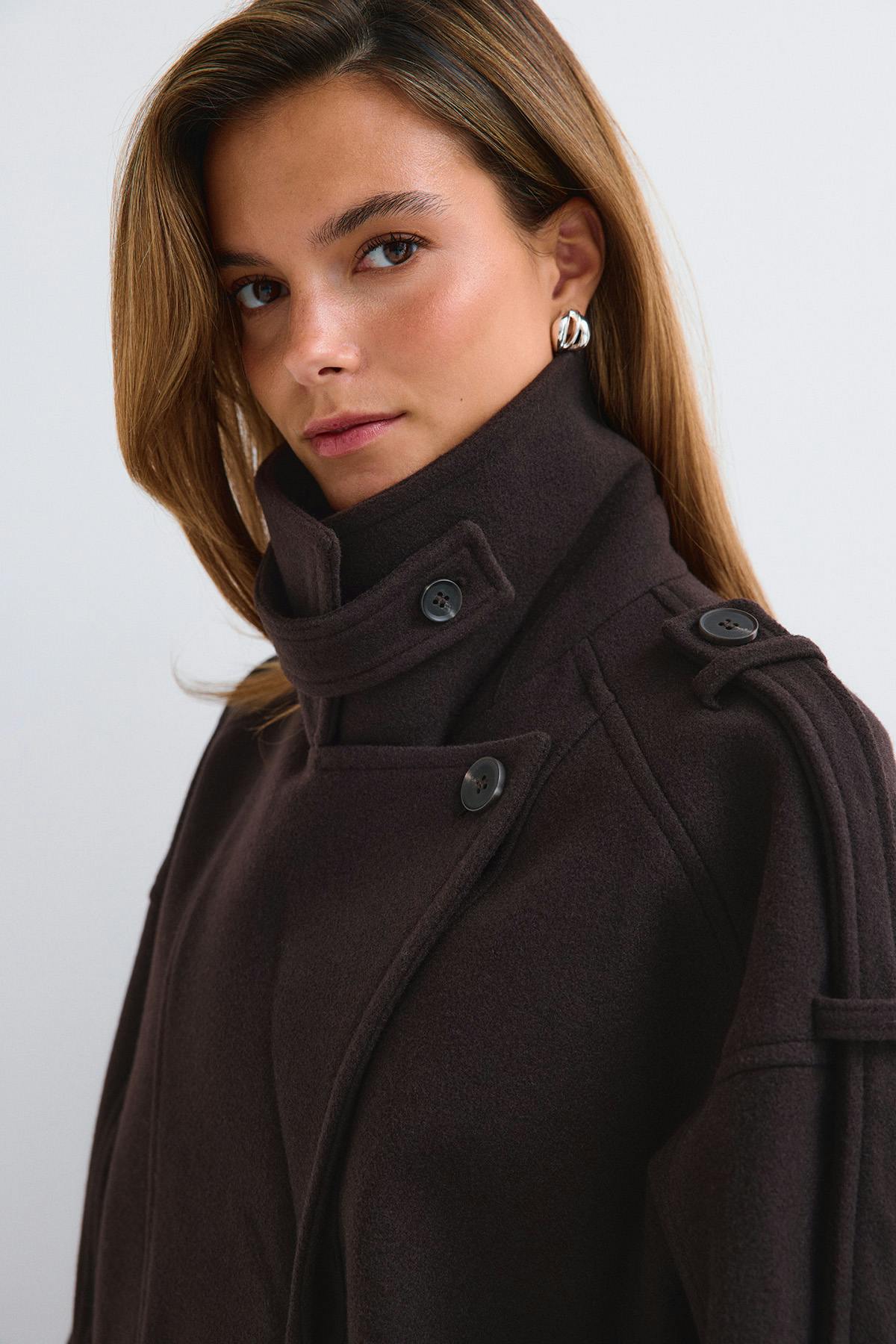 Wool blend jacket - Marron foncé