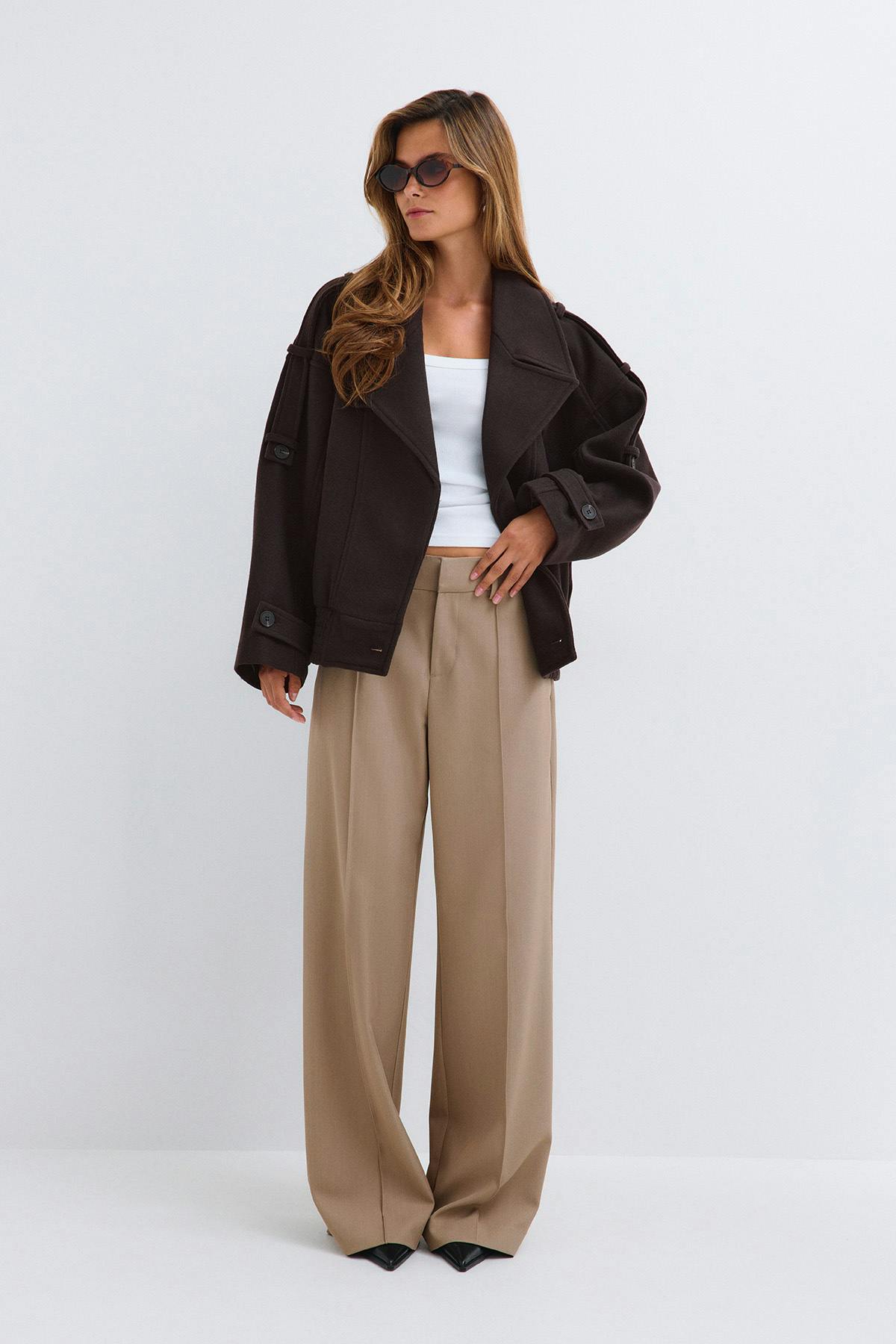 Wool blend jacket - Marron foncé