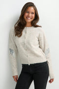 Y knitted sequin cardigan - Oat melange