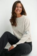 Y knitted sequin cardigan - Oat melange