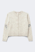 Y knitted sequin cardigan - Oat melange
