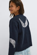 Y knitted sequin cardigan - Navy blazer