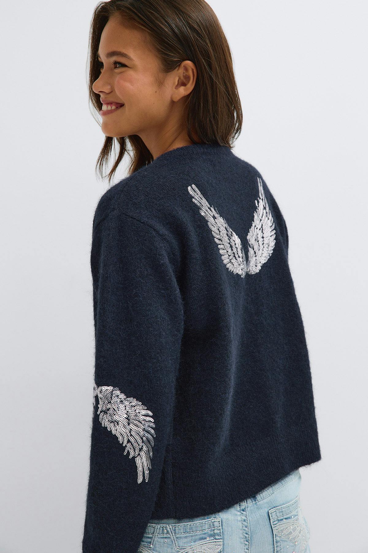Y knitted sequin cardigan - Navy blazer