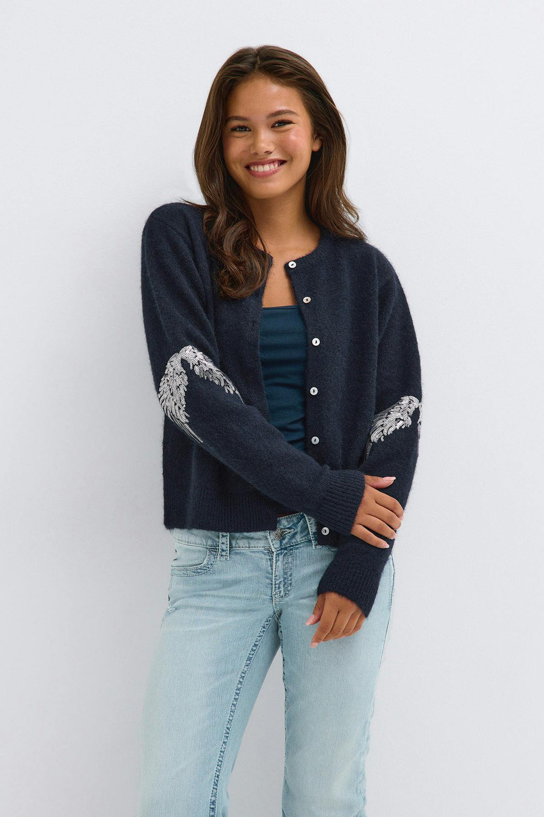 Y knitted sequin cardigan - Navy blazer