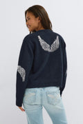 Y knitted sequin cardigan - Navy blazer