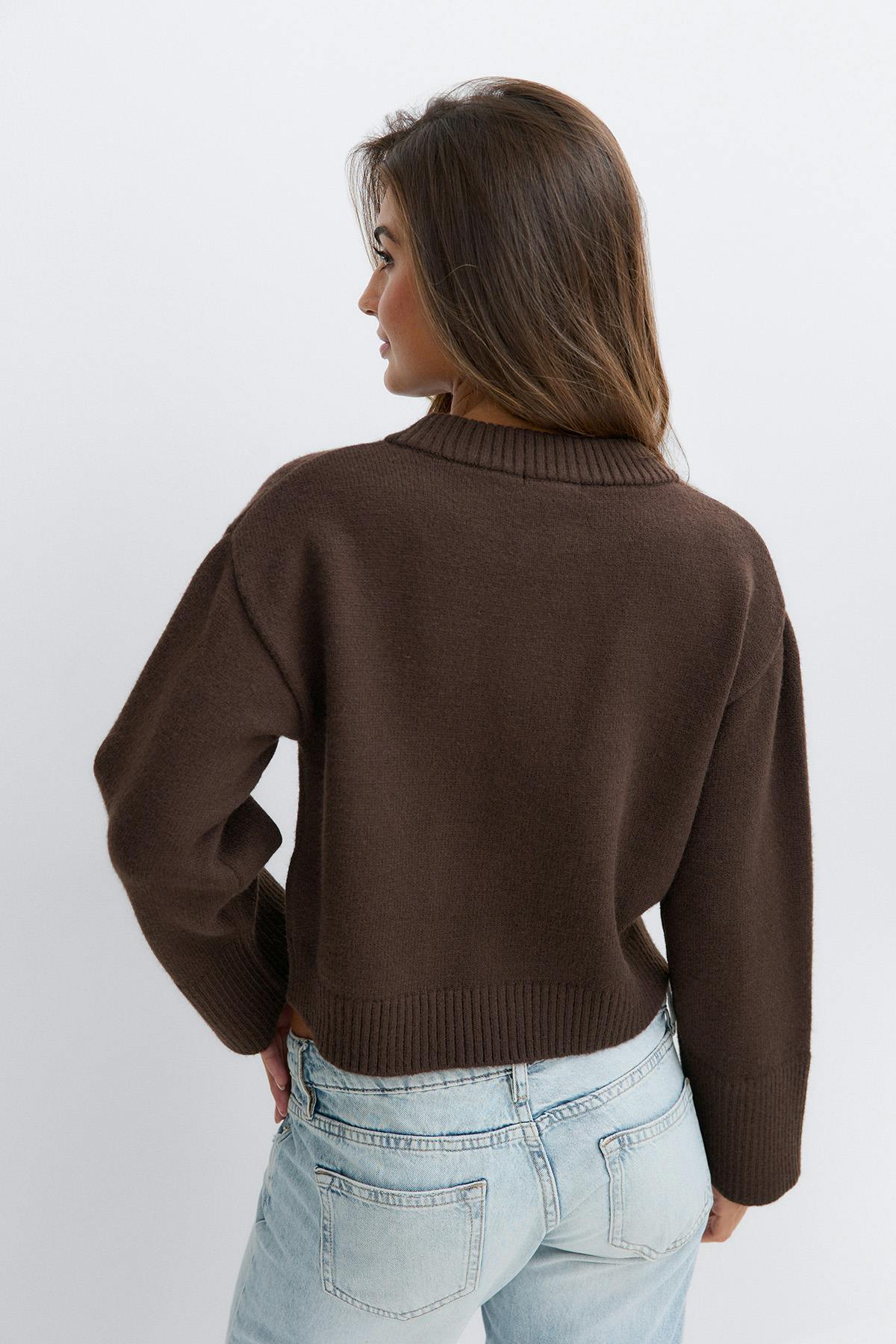 14+ knitted cardigan - Marron