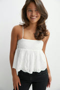Y broderie anglaise singlet - Blanc cassé