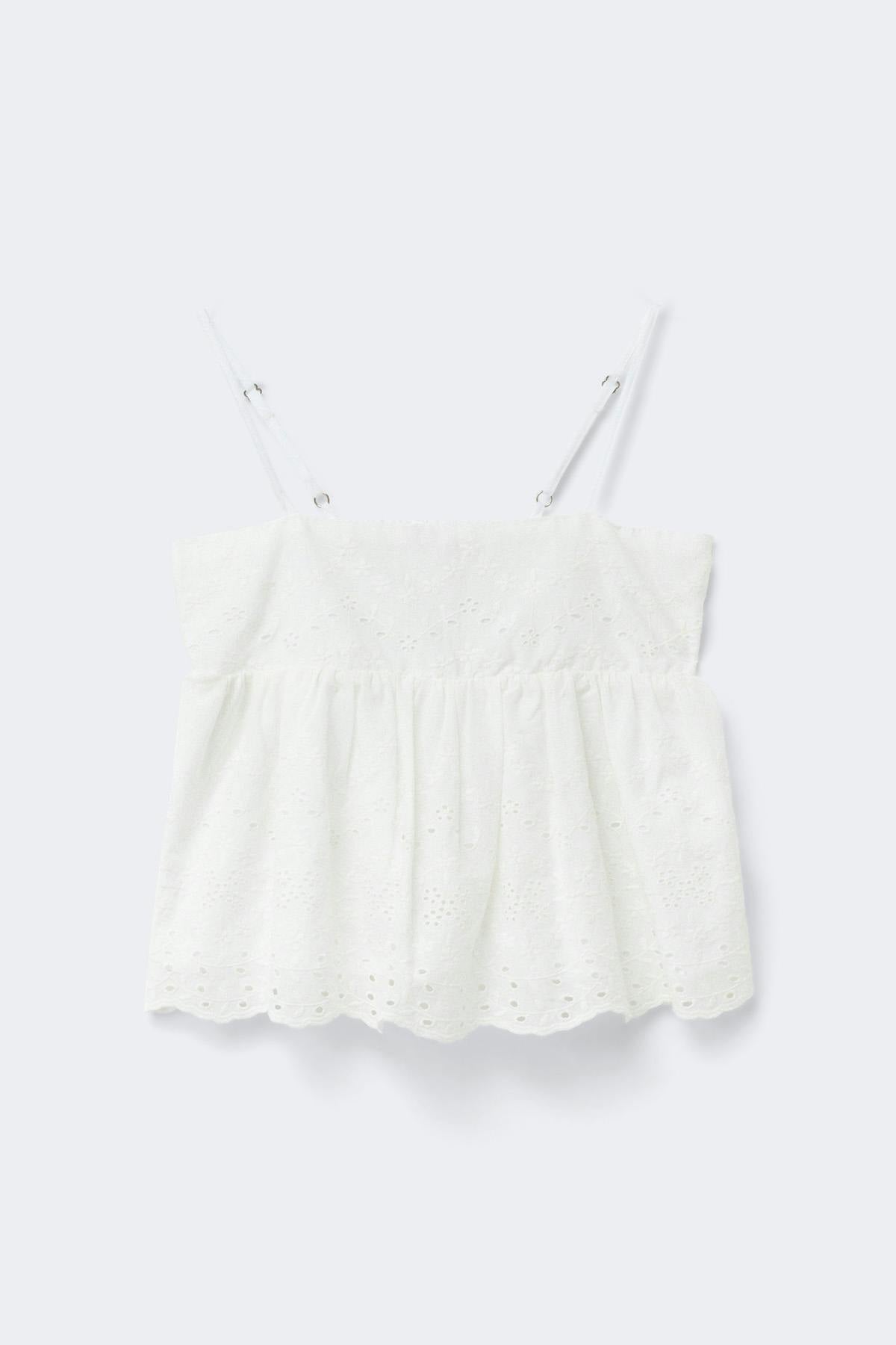 Y broderie anglaise singlet - Blanc cassé