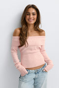14+ knitted off shoulder top - Ballet slipper