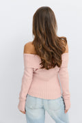 14+ knitted off shoulder top - Ballet slipper