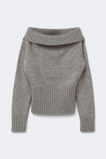14+ knitted off shoulder top - Grey melange
