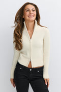 14+ knitted zip cardigan - Gardenia