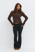 14+ knitted zip cardigan - Chocolate brown
