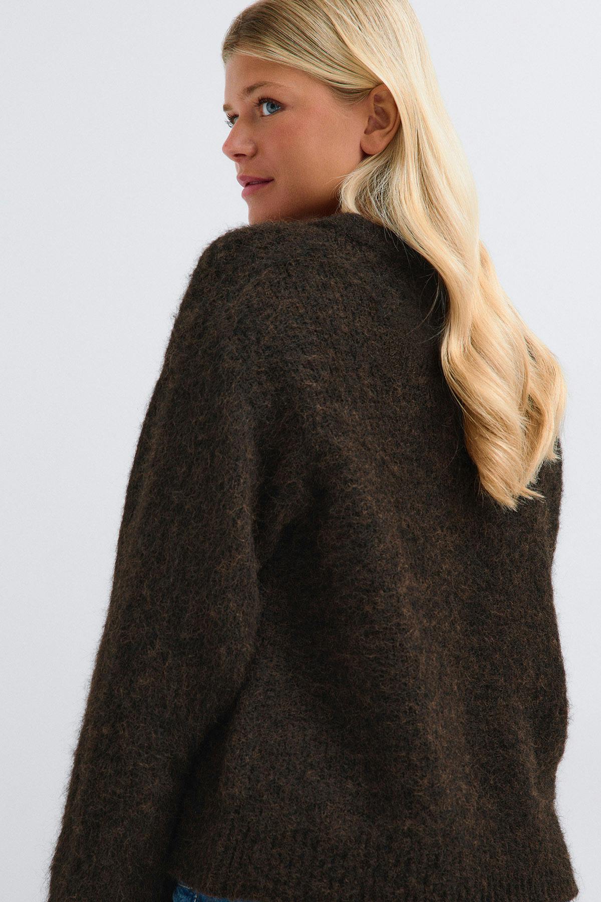 14+ knitted crew neck sweater - Marron foncé