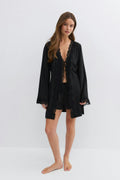 Lace loungewear robe - Noir
