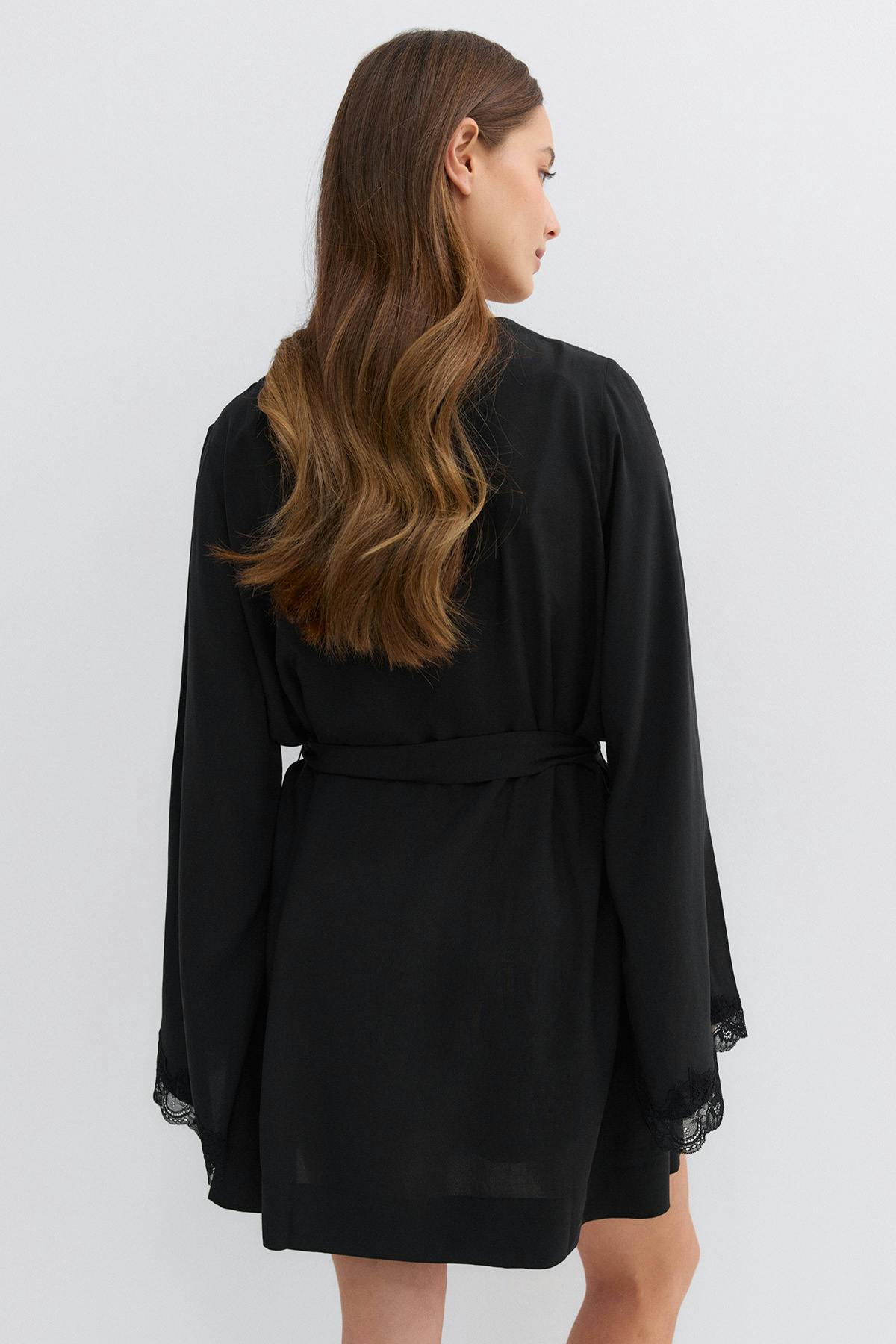 Lace loungewear robe - Noir