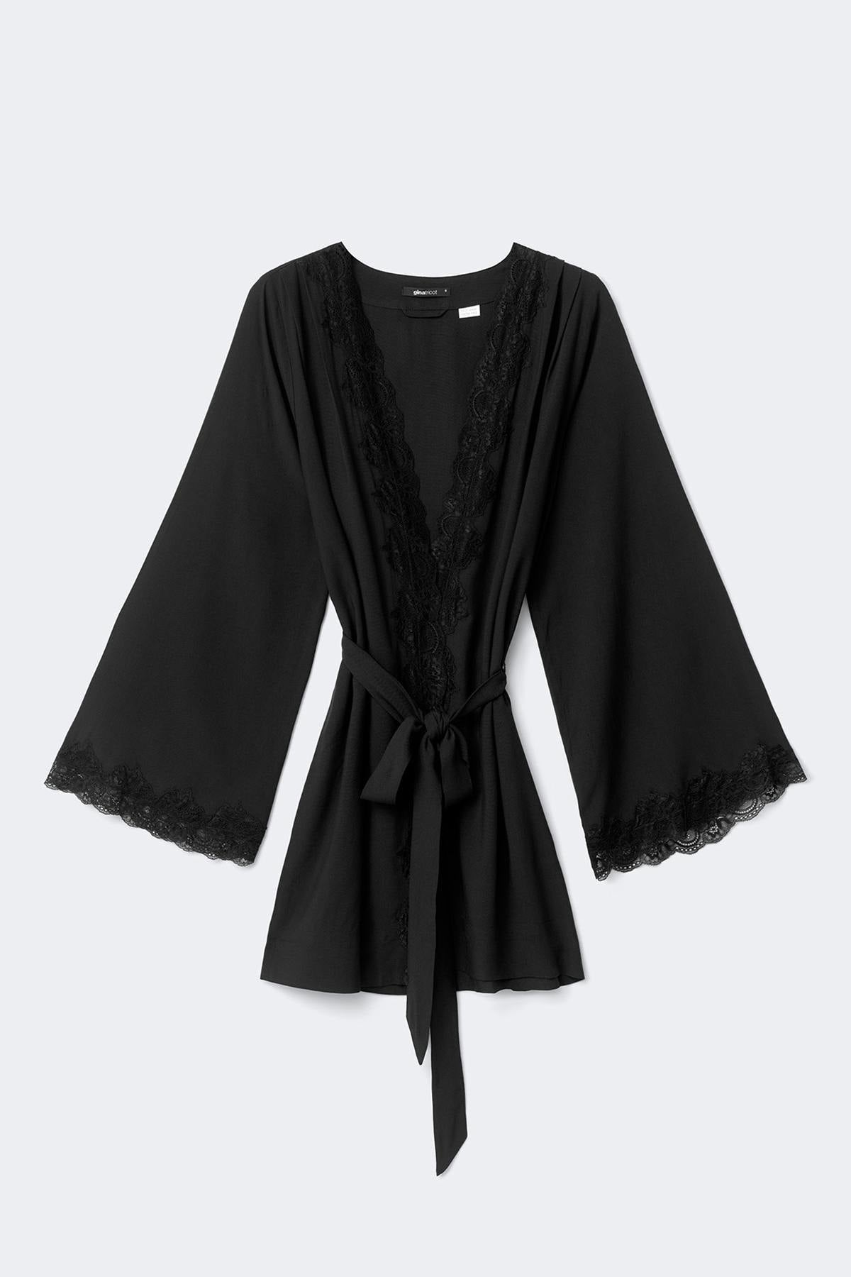 Lace loungewear robe - Noir