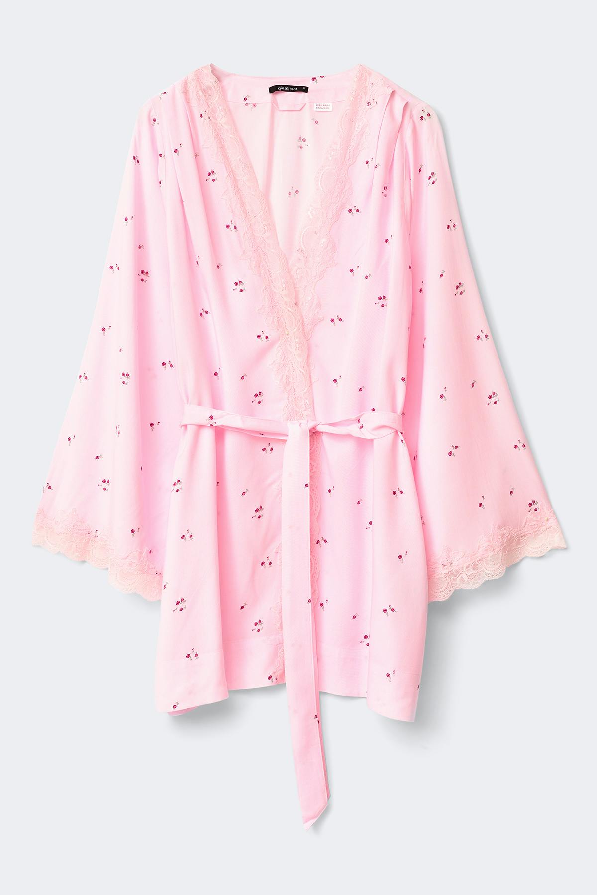 Lace loungewear robe - Mini flower aop