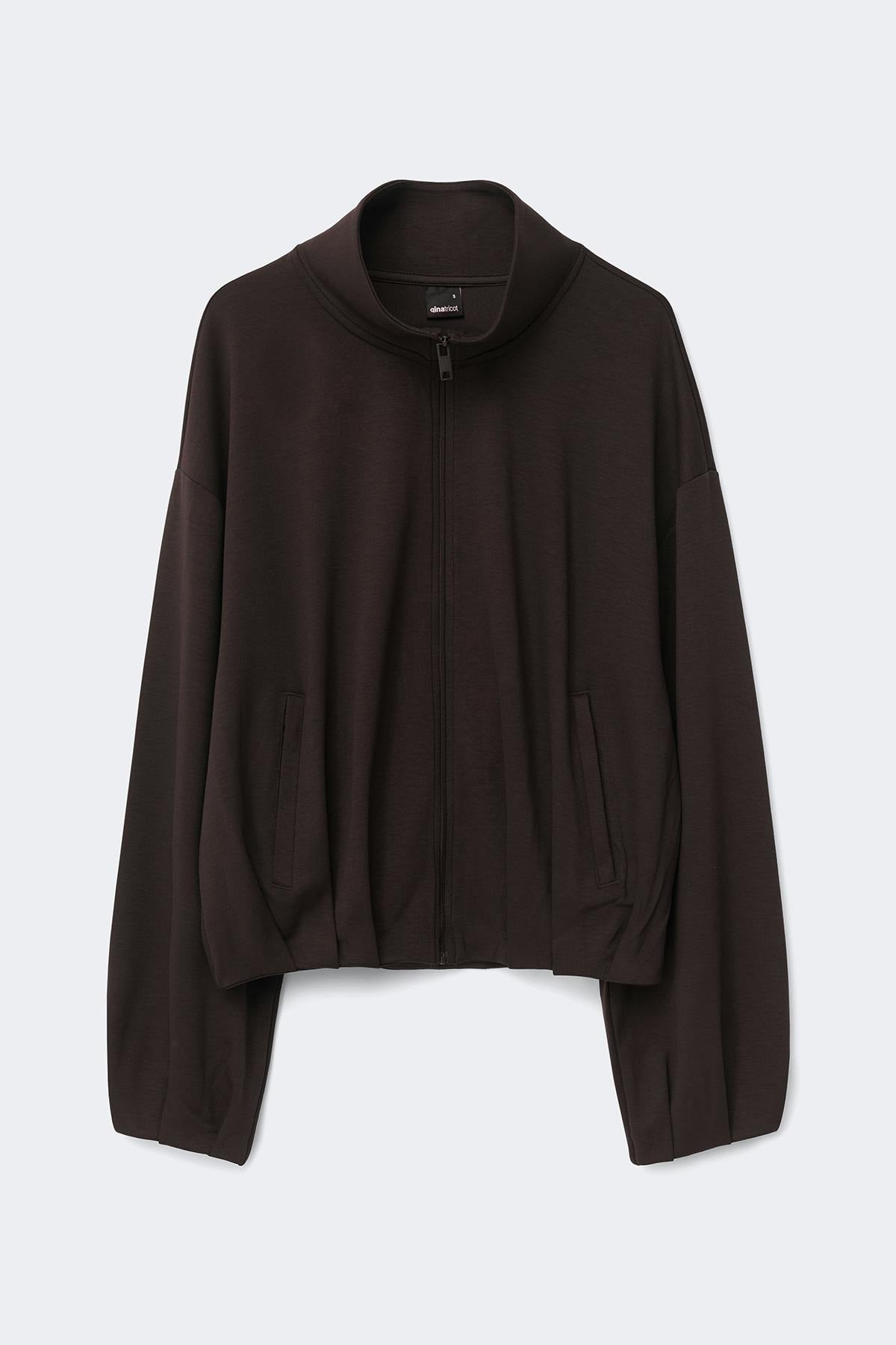 Soft sporty zip jacket - Chocolate plum