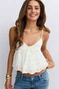 14+ broderie anglais singlet - Blanc cassé