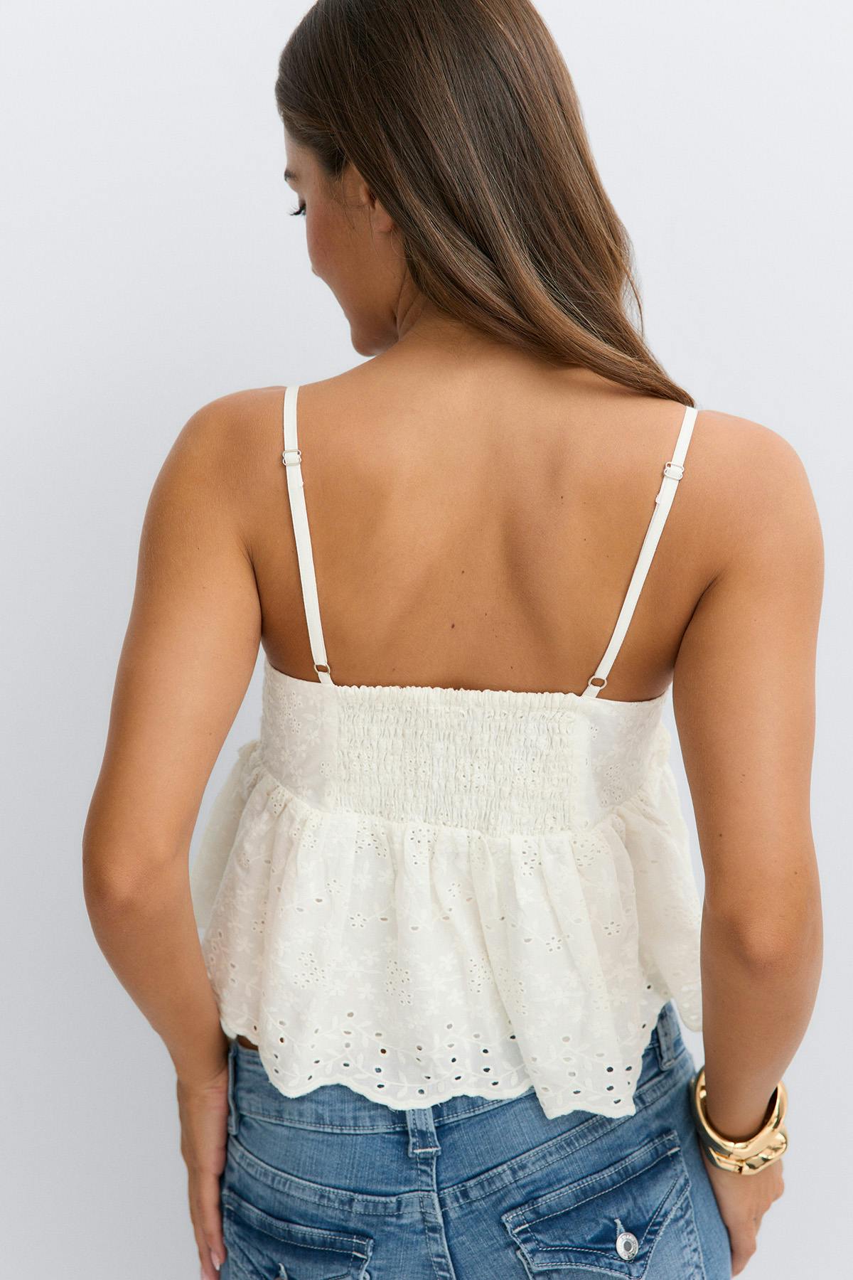 14+ broderie anglais singlet - Blanc cassé