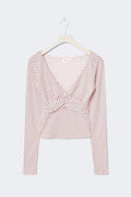 14+ ruched top - Pink dot