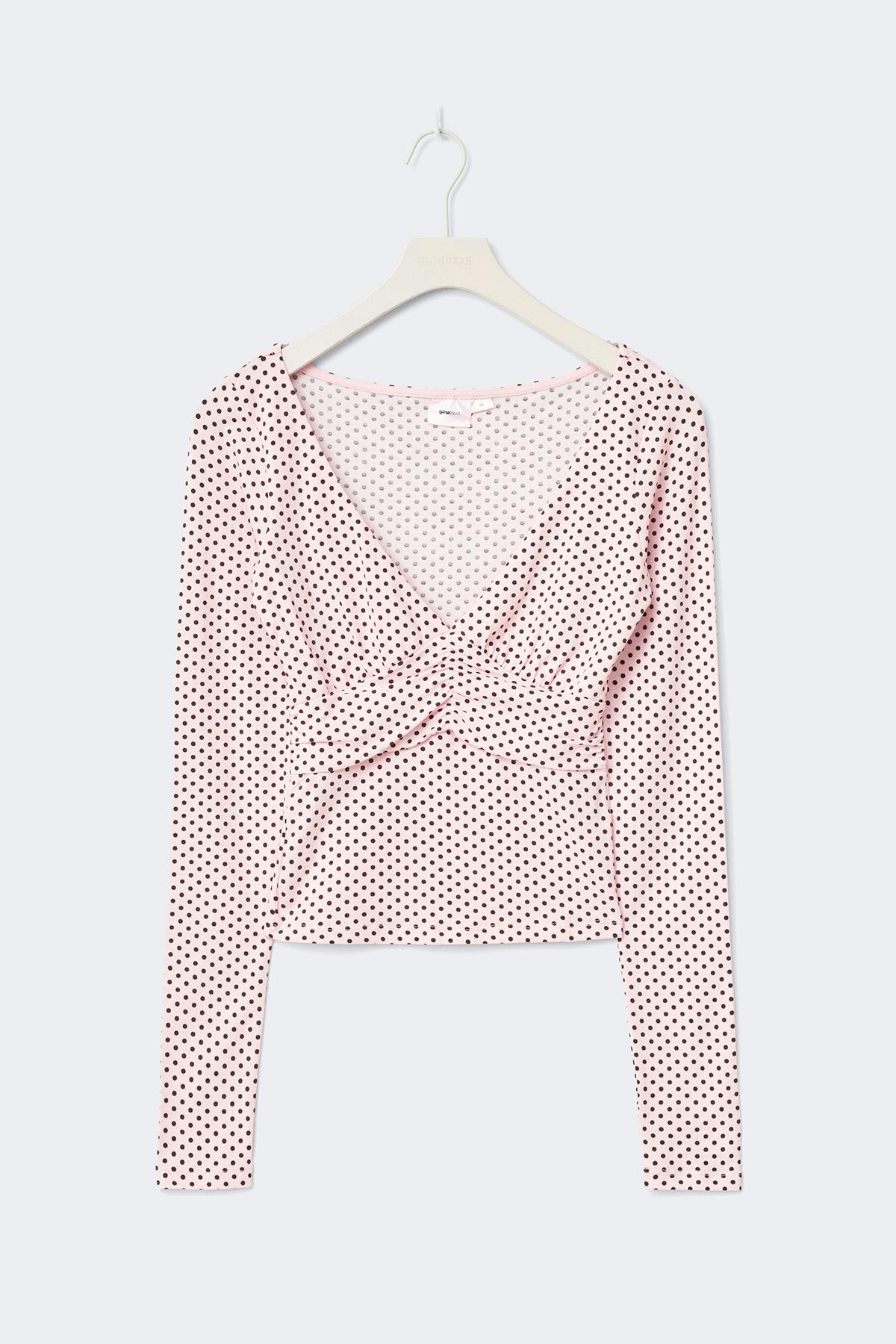 14+ ruched top - Pink dot