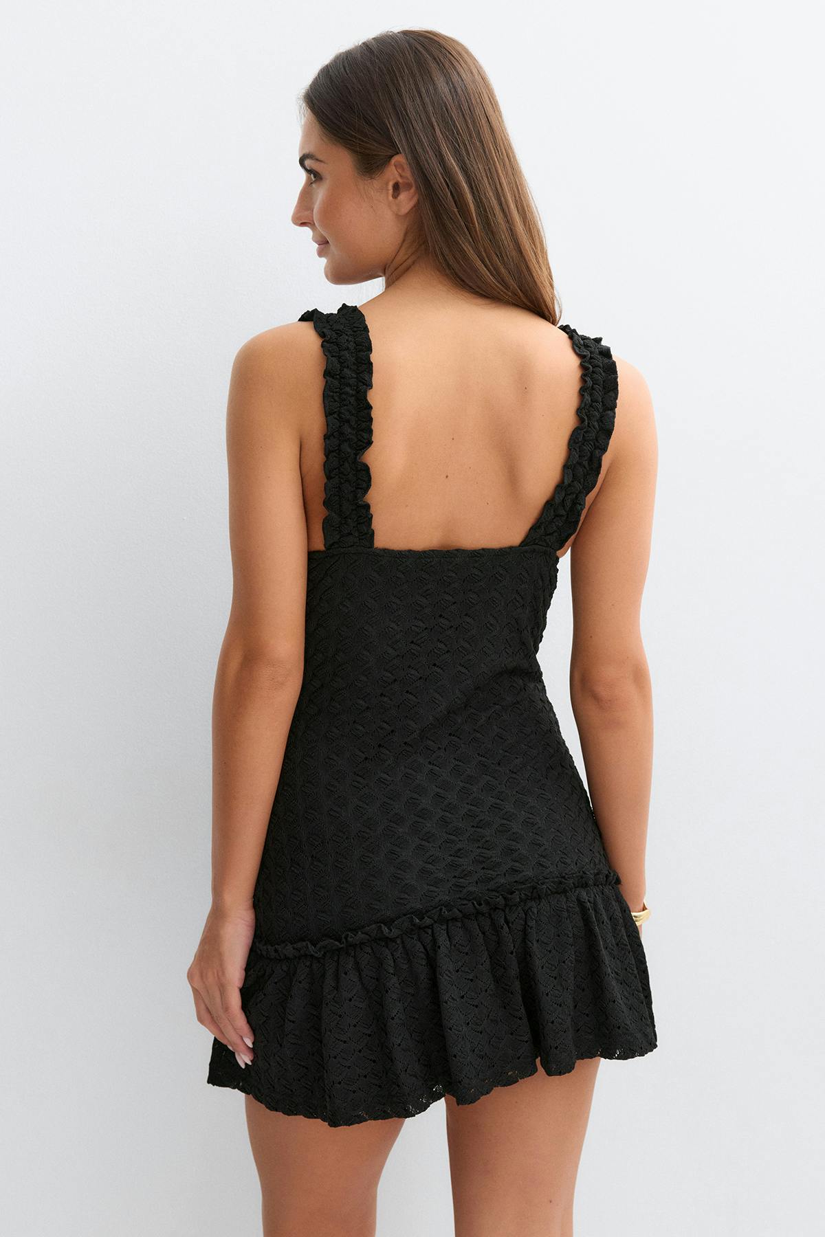 14+ crochet mini dress - Noir