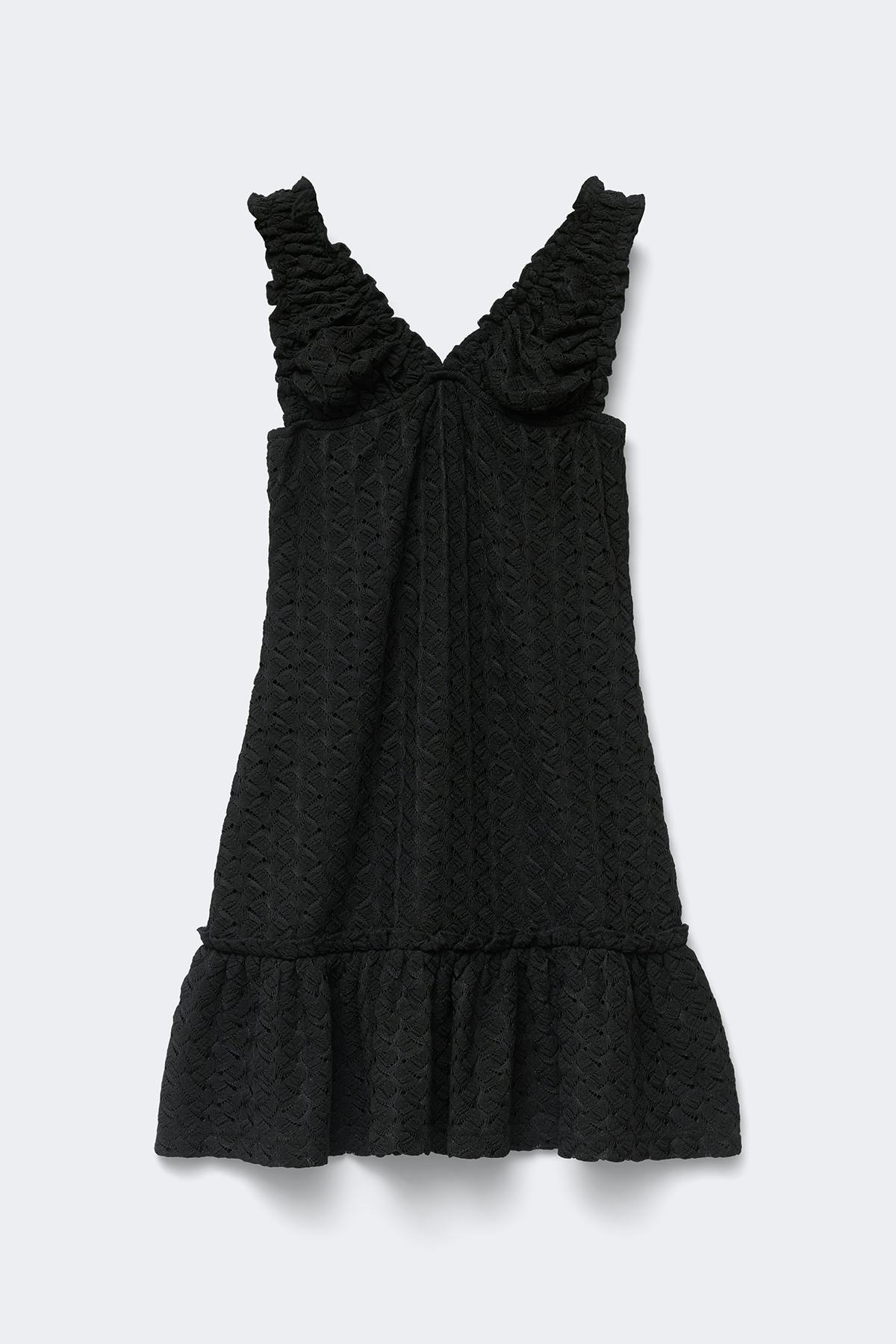 14+ crochet mini dress - Noir
