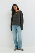 Knitted button cardigan - Noir