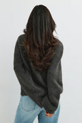 Knitted button cardigan - Dk grey melange