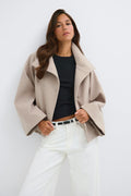 Wide sleeve felt jacket - Beige melange
