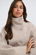 Wide sleeve felt jacket - Beige melange