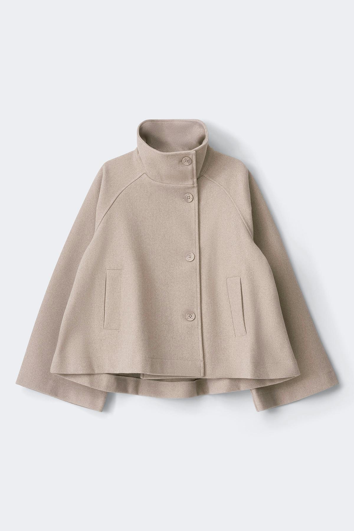Wide sleeve felt jacket - Beige melange